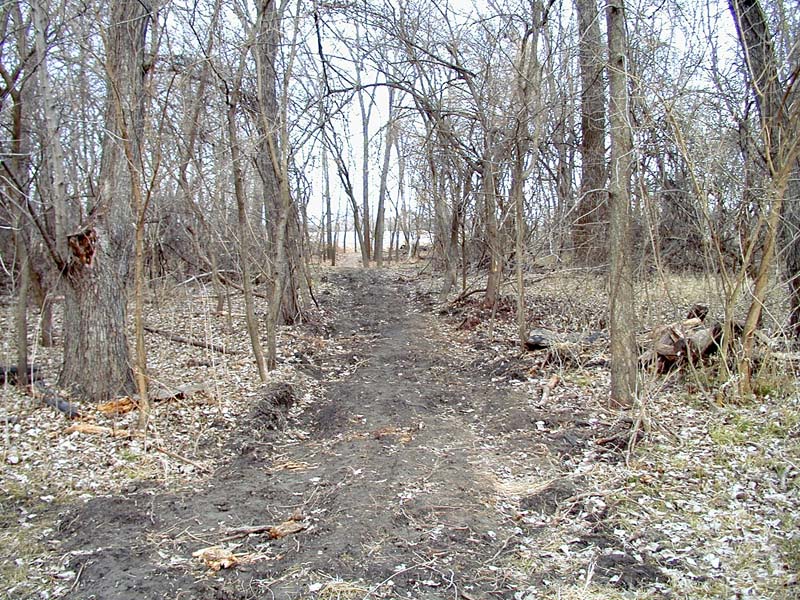 Looking east from EMF corridor toward Riverfront Trail..